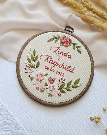 Haftowany tamborek - pamiątka, rocznica, ślub, madlenkova