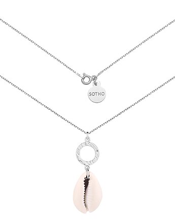 Srebrny naszyjnik z chropowatym kółeczkiem i dużą muszelką, SOTHO