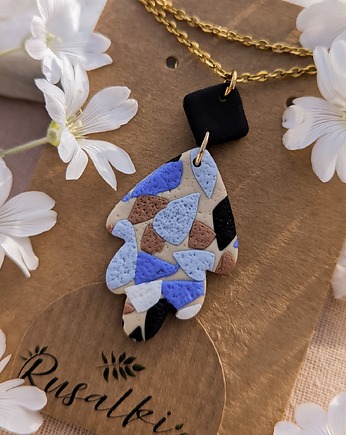 Naszyjnik w stylu boho, lastryko. Wisiorek, zawieszka terrazzo jak kamień, Dary Rusałki