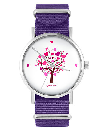 Zegarek - Drzewko miłości - fiolet, nylonowy, yenoo