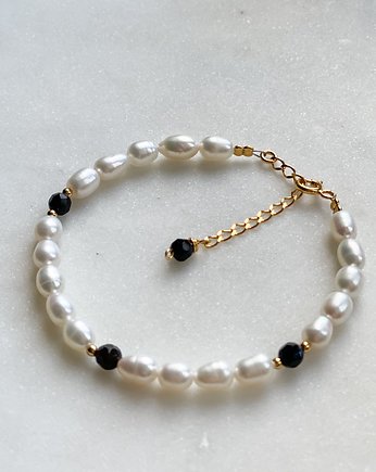 Bransoletka perłowa z czarnym onyksem, BlueBird Bracelets
