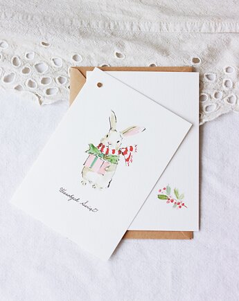 Delikatna kartka świąteczna "Zajączek", papierkarnia