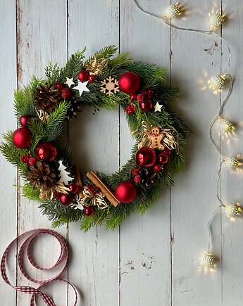 Wianek na Boże Narodzenie, świąteczny wielosezonowy wianek, Rosa