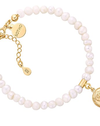 Bransoletka z pereł naturalnych ze złotą monetą, SOTHO