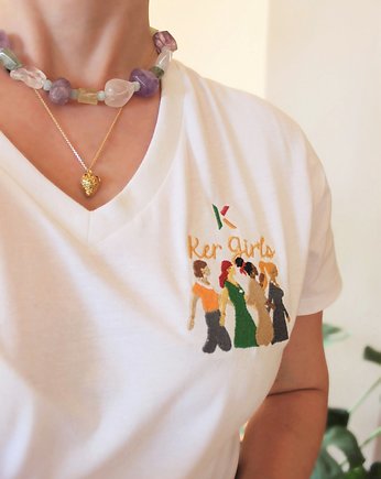 T-shirt wysokiej jakości, bawełna organiczna z wyjątkowym haftem, OKAZJE - Prezent na Dzień Kobiet