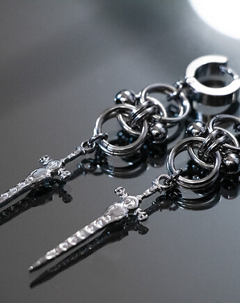 Chain mail kolczyki miecze * stal nierdzewna * cyber goth * y2k *, youcore.exe