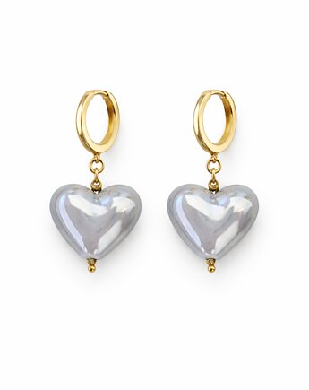 Kolczyki GREY BALLOON HEARTS- srebro złocone 24K, ISSI Jewelry