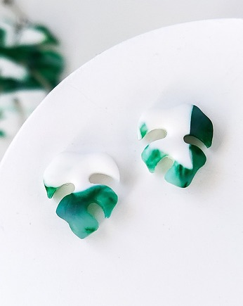 Zielone matowe kolczyki monstera, Marshmaglow