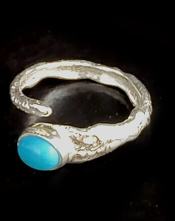 Pierścionek Regulowany z turkusem w srebrze, Pracownia Neores