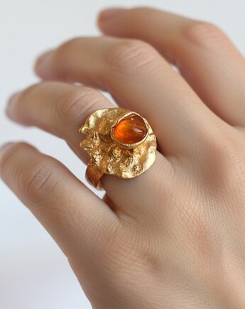 Pierścionek z Pomarańczowym Karneolem, TulipBIJOU