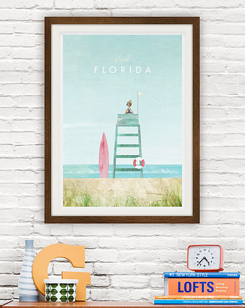 Floryda - vintage plakat A3 art giclee, minimalmill