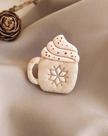Pin zimowy kubek gorąca kawa, caffe latte prezent dla miłośnika kawy,boho, Dary Rusałki