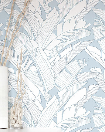 Tapeta Banana Leaf Blue.Tulum Wind. Niebieskie Liście Bananowca, Patternosophy