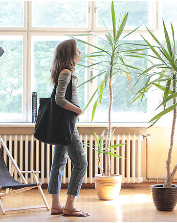 Lazy bag torba czarna na zamek / vegan / eco, hairoo