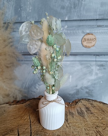 Zestaw prezentowy: mały wazon i bukiet suszonych kwiatów, BohoSuszki