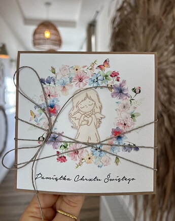 Wyjątkowa kartka ręcznie robiona na chrzest święty, sorte