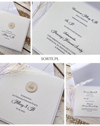 Zaproszenie na pierwszą komunię dla nauczyciela z personalizacją, sorte