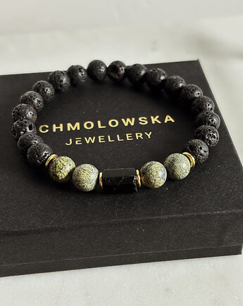 Bransoletka  męska Serpentynit i Turmalin, Chmolowska Jewellery