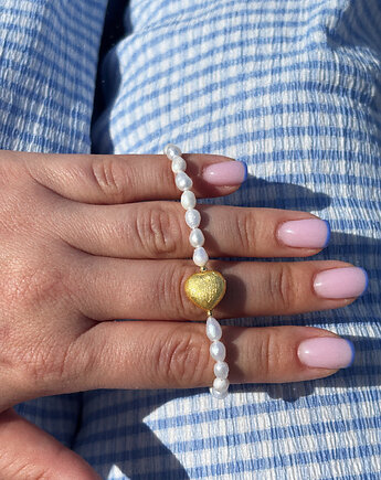 Bransoletka z pereł naturalnych serce, Chmolowska Jewellery