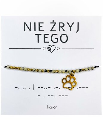 Bransoletka z kamieni naturalnych Jaspis dalmatyński, Hematyt 10% na zwierzaki, karolina kosior