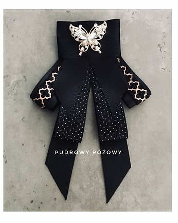 Brosza/ Krawat z Motylem  w stylu Glamour, Pudrowy Różowy