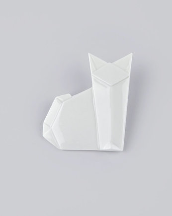 Broszka Porcelanowa Origami Kot Biała, StehlikDesign