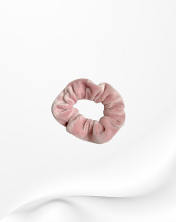 Scrunchie gumka frotka wąska welurowa różowa jasna, Zdunetti