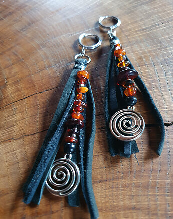 Spiralne kolczyki z bursztynami, martuch