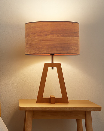 Drewniana lampka nocna w stylu scandi CLIO ECO z designerskim kloszem z forniru, LYSNE
