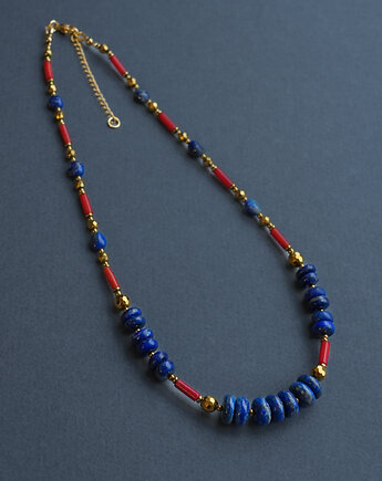 Unikatowy naszyjnik z lapisu lazuli i korala, AT NOON