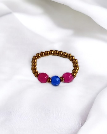 Pierścionek : golden summer I : jadeit, hematyt, kaktusia