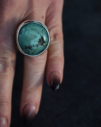 Regulowany pierścionek z turkusem naturalnym, OSOBY - Prezent dla ukochanej