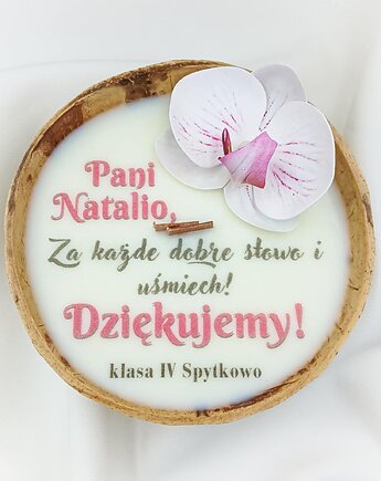 Personalizowana świeca w kokosie na zakończenie roku szkolnego, Swiecznikowo