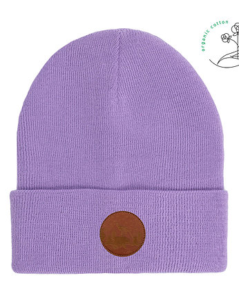 Czapka beanie z bawełny organicznej liliowa, KABAK