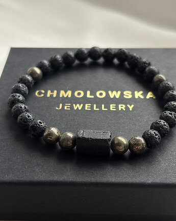 Bransoletka Męska Piryt i Turmalin, Chmolowska Jewellery
