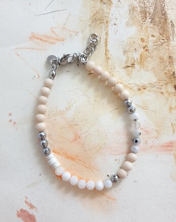 Bransoletka NEO kamień księżycowy, howlit, kamień rzeczny, modesign