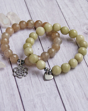 Komplet bransoletek - jadeit - stal szlachetna, kaktusia