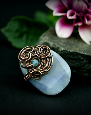 Agat broszka wire wrapping, Blue Pearl Art