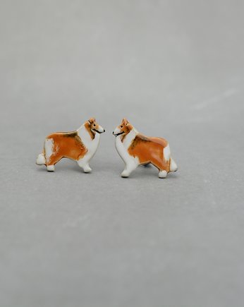 Lassie szkocki  collie-  ceramiczne kolczyki, Dorca