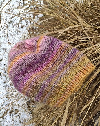 Ombre z żółcieniem / czapka z jedwabiem, agat handmade