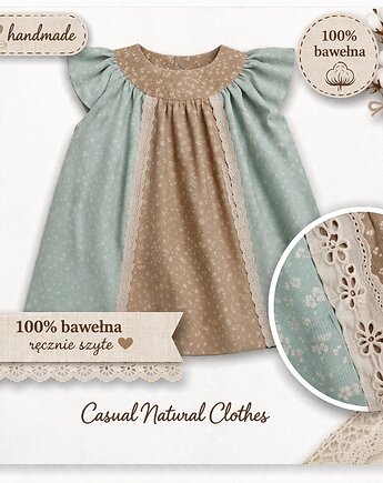 Sukienka niemowlęca handmade 74/80 , Casual Natural Clothes