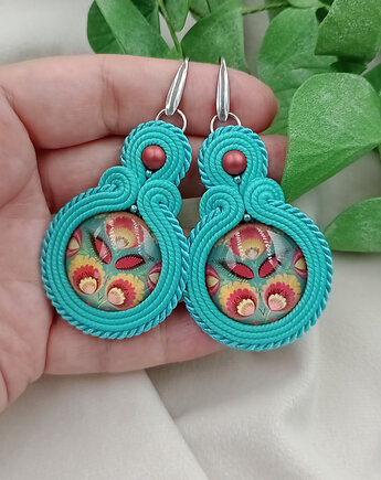 Kolczyki soutache łowickie folkowe polski folk, Soutacheria