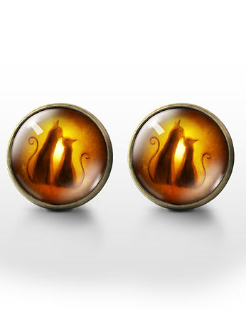 Kolczyki sztyfty - Kotki - brąz, yenoo