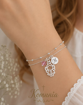 PERSONALIZOWANA bransoletka aniołek komunia, Anemon Atelier