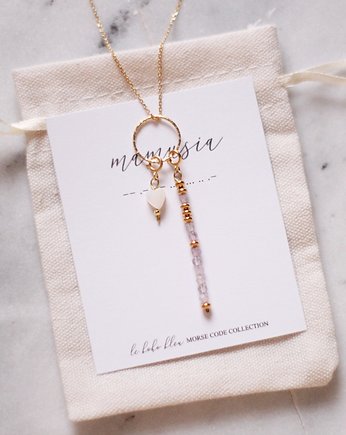 MAMUSIA - naszyjnik z alfabetem Morse'a  z karmą, Le Boho Bleu