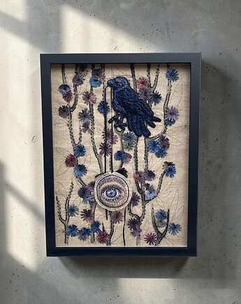 Obraz haftowany z serii symbolicznej skarb ptaszek i skarb 3D., PinPin Design