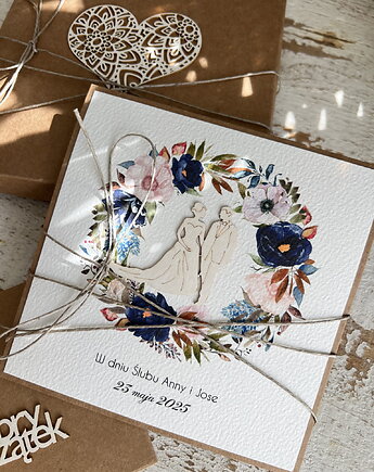 Wyjątkowa kartka ślubna w pudełku ręcznie personalizowana, sorte