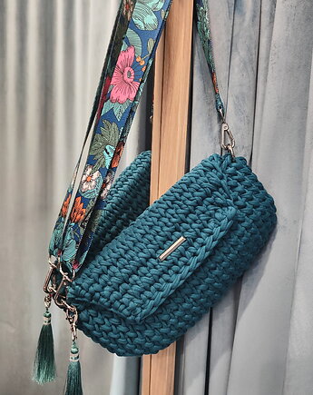 Torebka Summer Craftbags petrol z ozdobnym paskiem, Craftbags