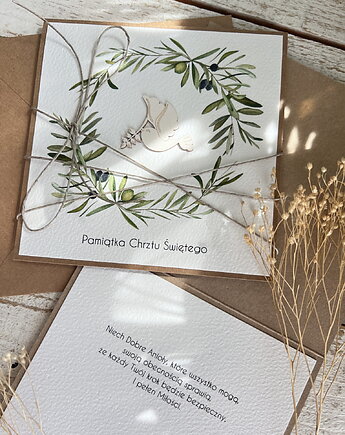 Wyjątkowa ręcznie robiona kartka na chrzest od matki chrzestnej, ojca, dziadk, sorte