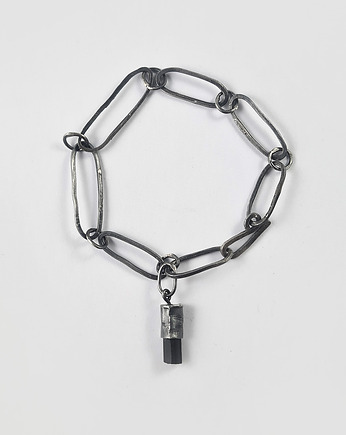 SREBRO Czarny turmalin bransoletka z naturalnym minerałem, RA